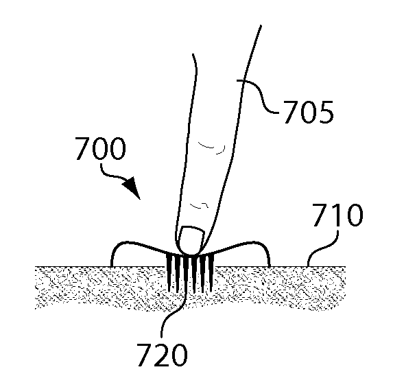 Sampling devices and methods involving relatively little pain