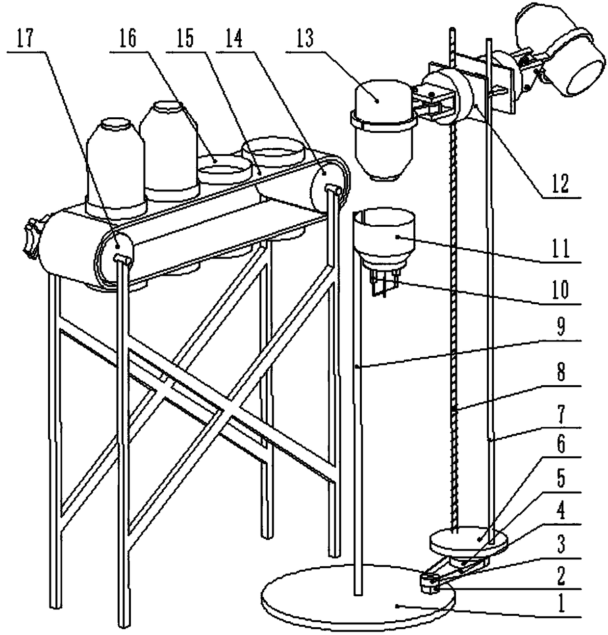 An automatic bottle changing device for infusion bottles