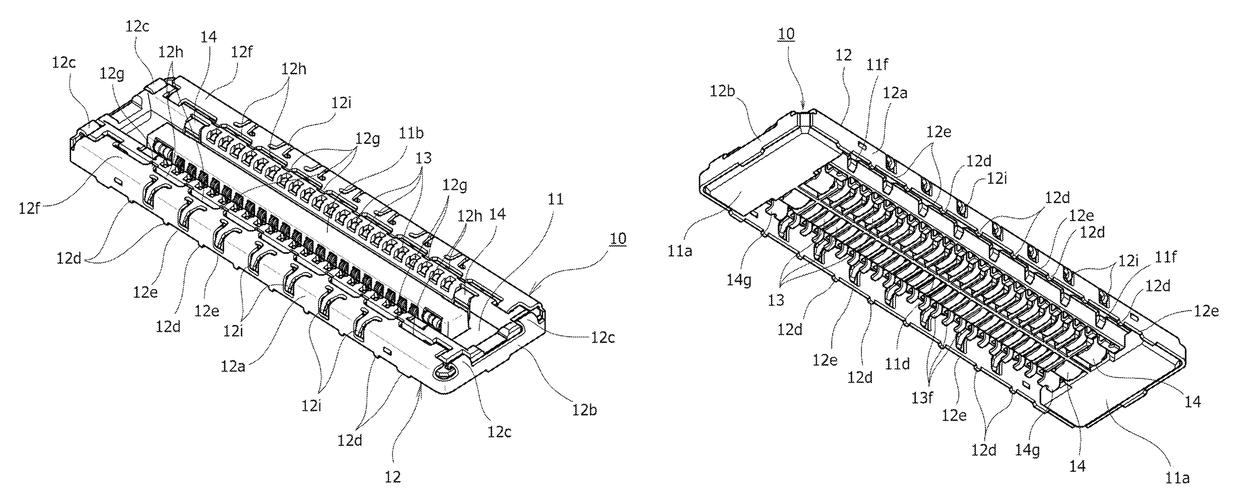 Board-connecting electric connector device