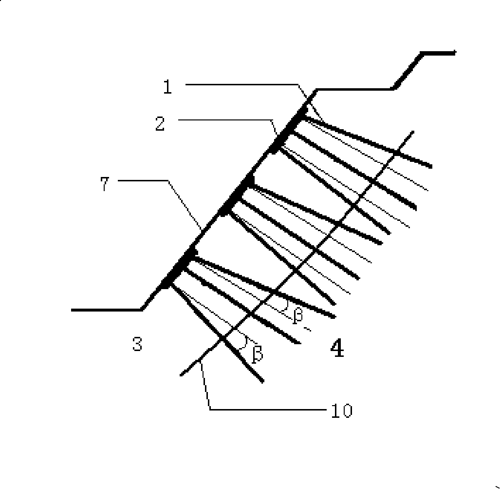 Skid resistant composite structure of miniature pile and method for reinforcing side slope