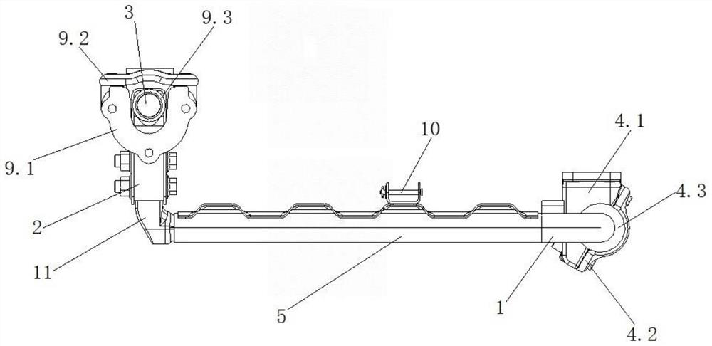 Commercial vehicle three-point supporting storage battery fixing and damping structure