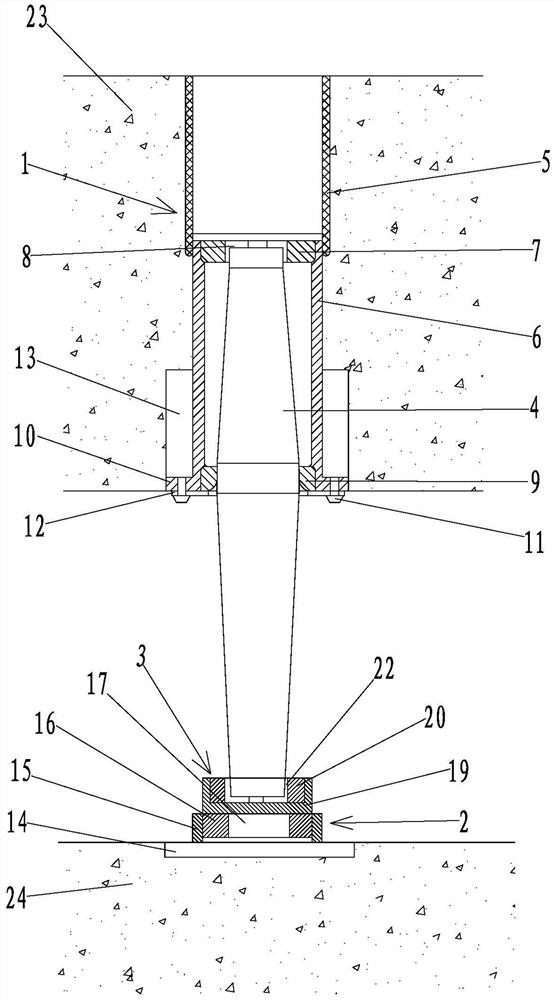 Pier top embedded part, eccentric force transmission part and cantilever type anti-falling beam limiting device