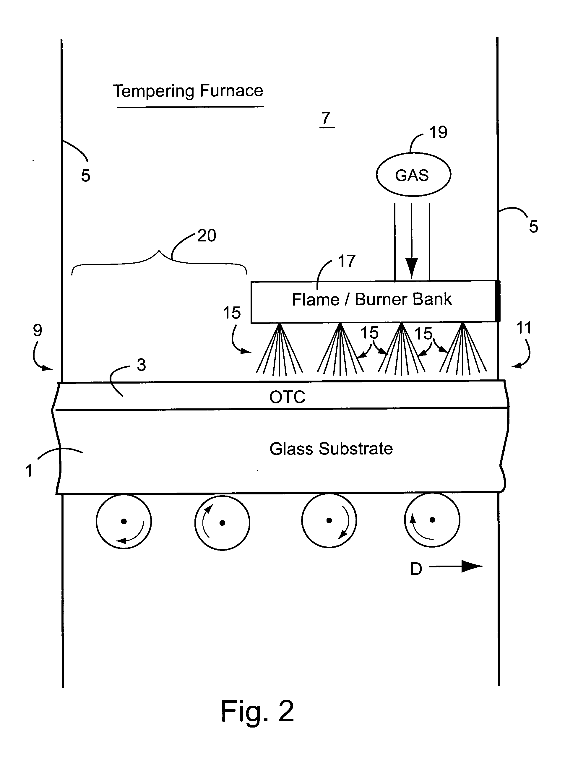 Method of thermally tempering coated article with transparent conductive oxide (TCO) coating using flame(s) in tempering furnace adjacent TCO to burn off oxygen and product made using same