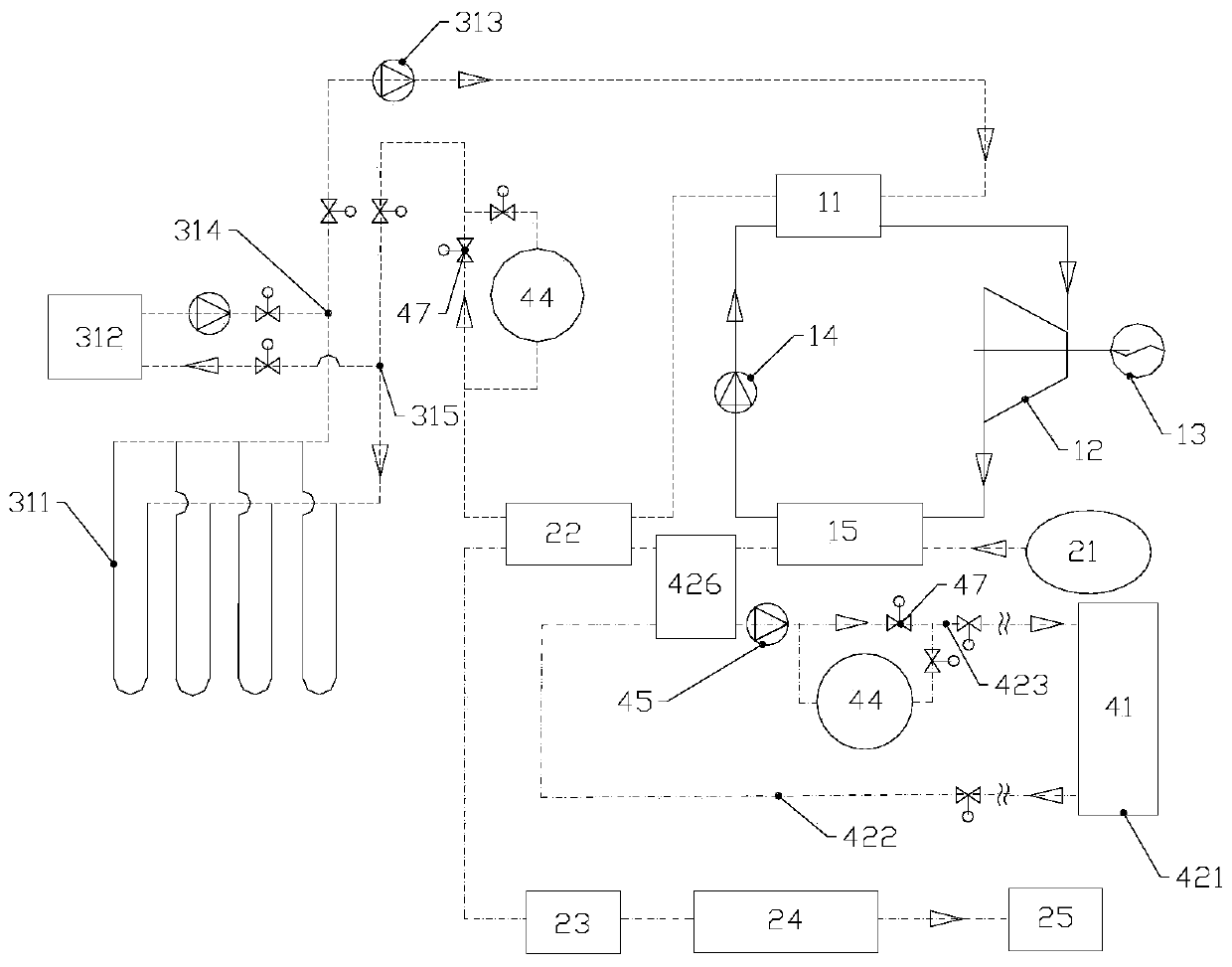 Combined cooling heating and power system based on liquefied natural gas gasification cold energy and running method