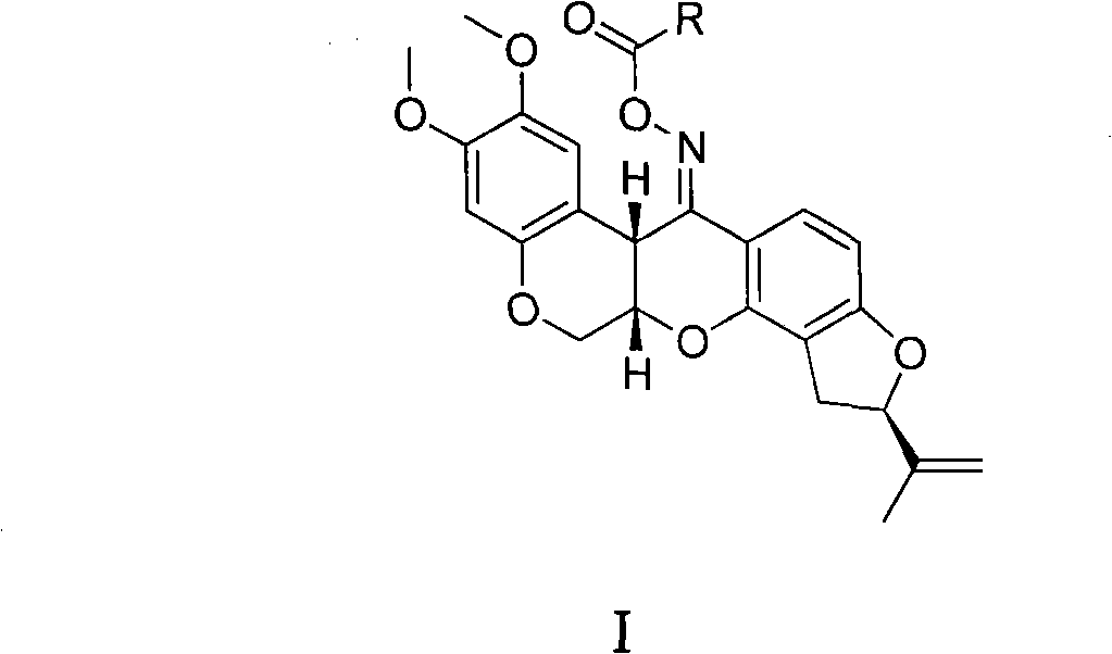 Carboxylic acid rotenonoxime ester, method for preparing same and applications