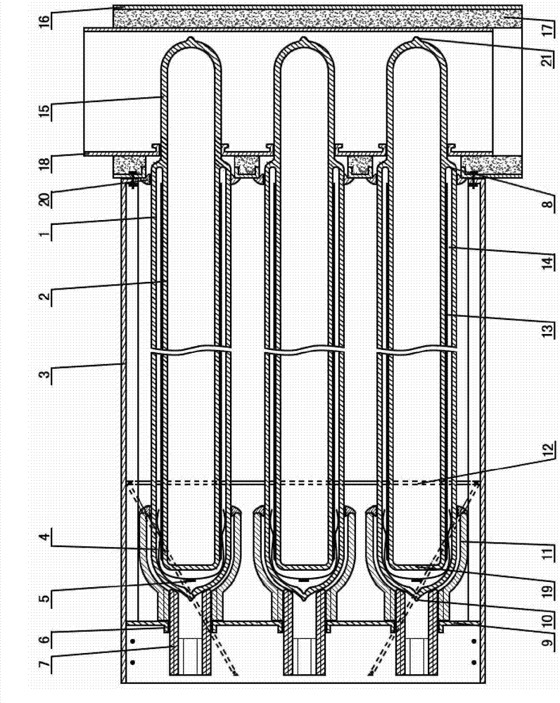 Transversely inserted and close-spaced all-glass vacuum heat pipe combined heat-collecting pipe type solar hot air collector