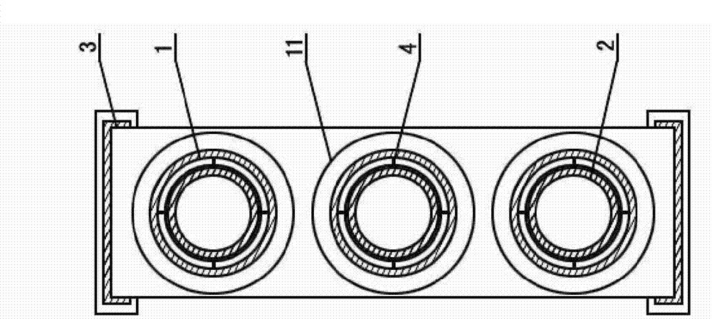 Transversely inserted and close-spaced all-glass vacuum heat pipe combined heat-collecting pipe type solar hot air collector