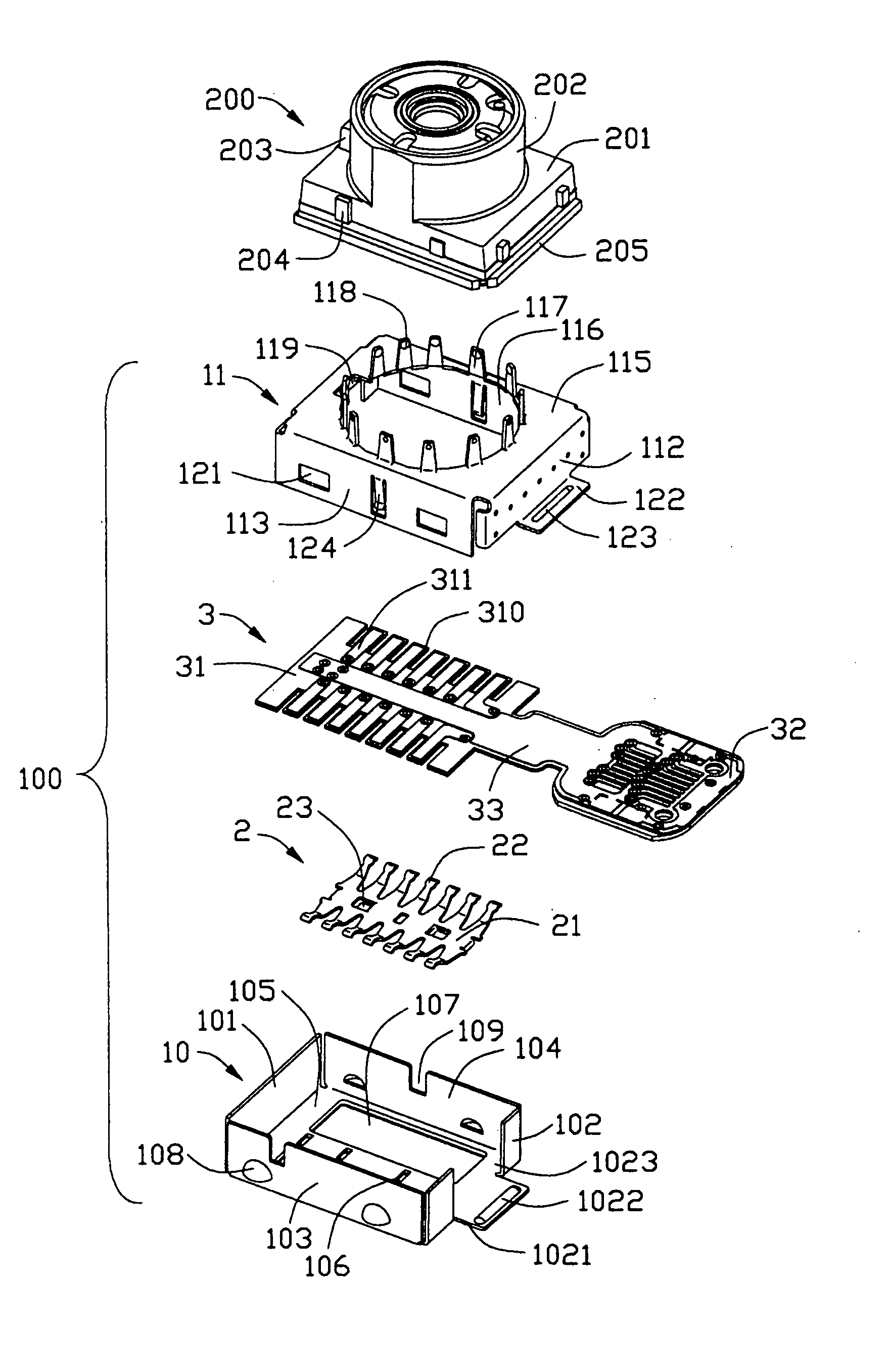 Electrical connector with support element