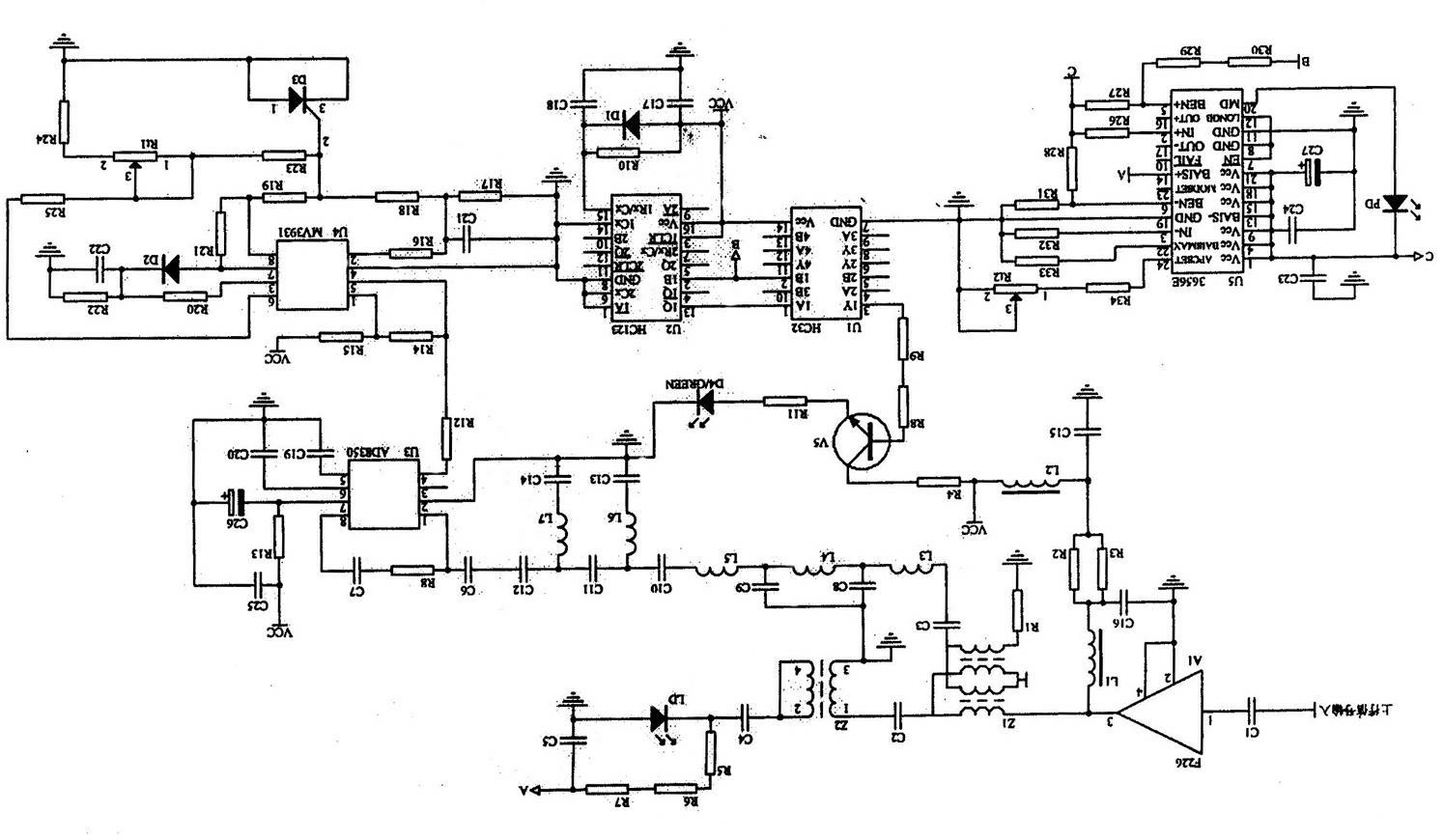 Optical receiver uplink laser control circuit transformed by wired television bilateral network