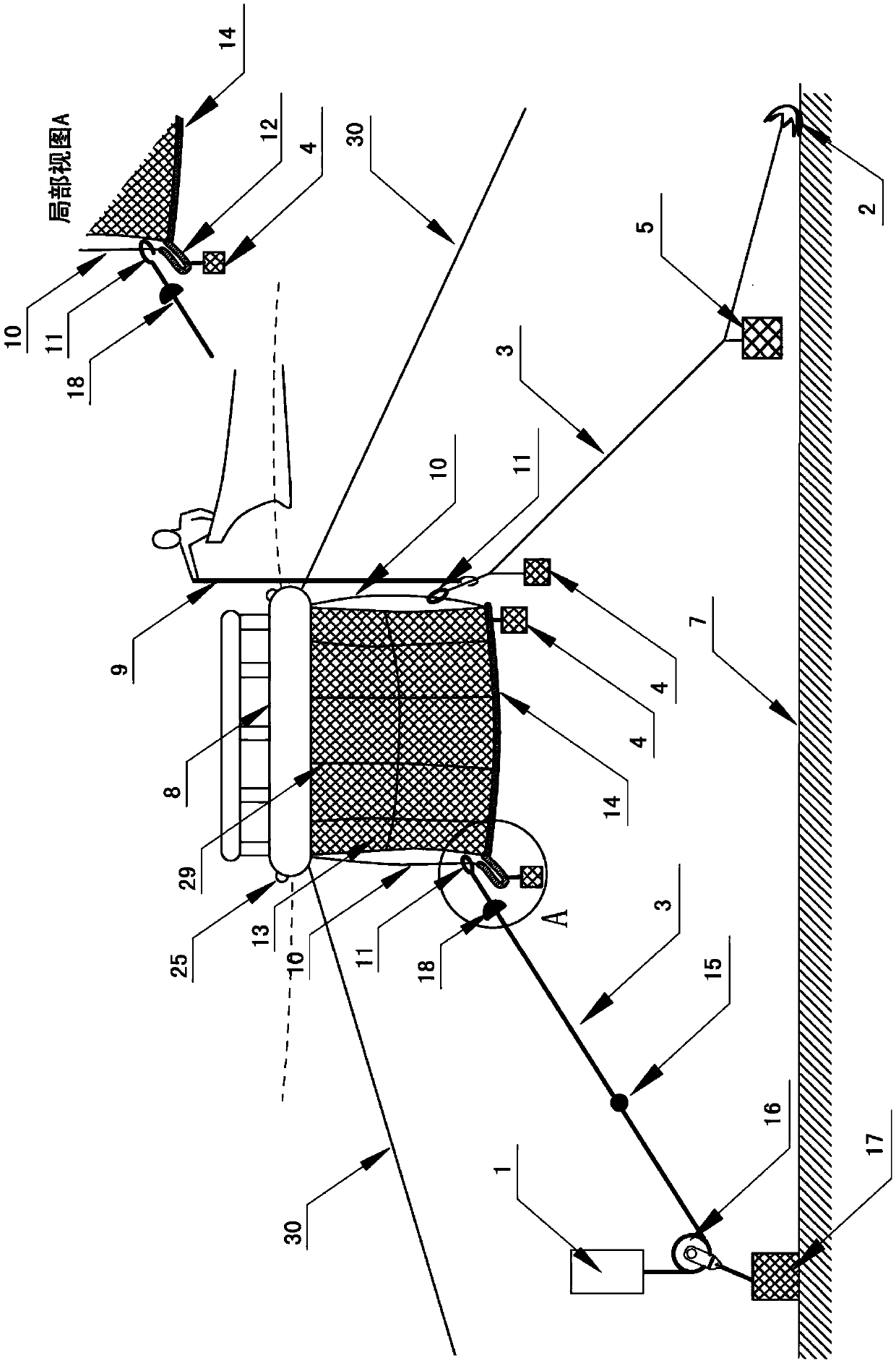 Floating type net cage underwater quick detachable binding structure