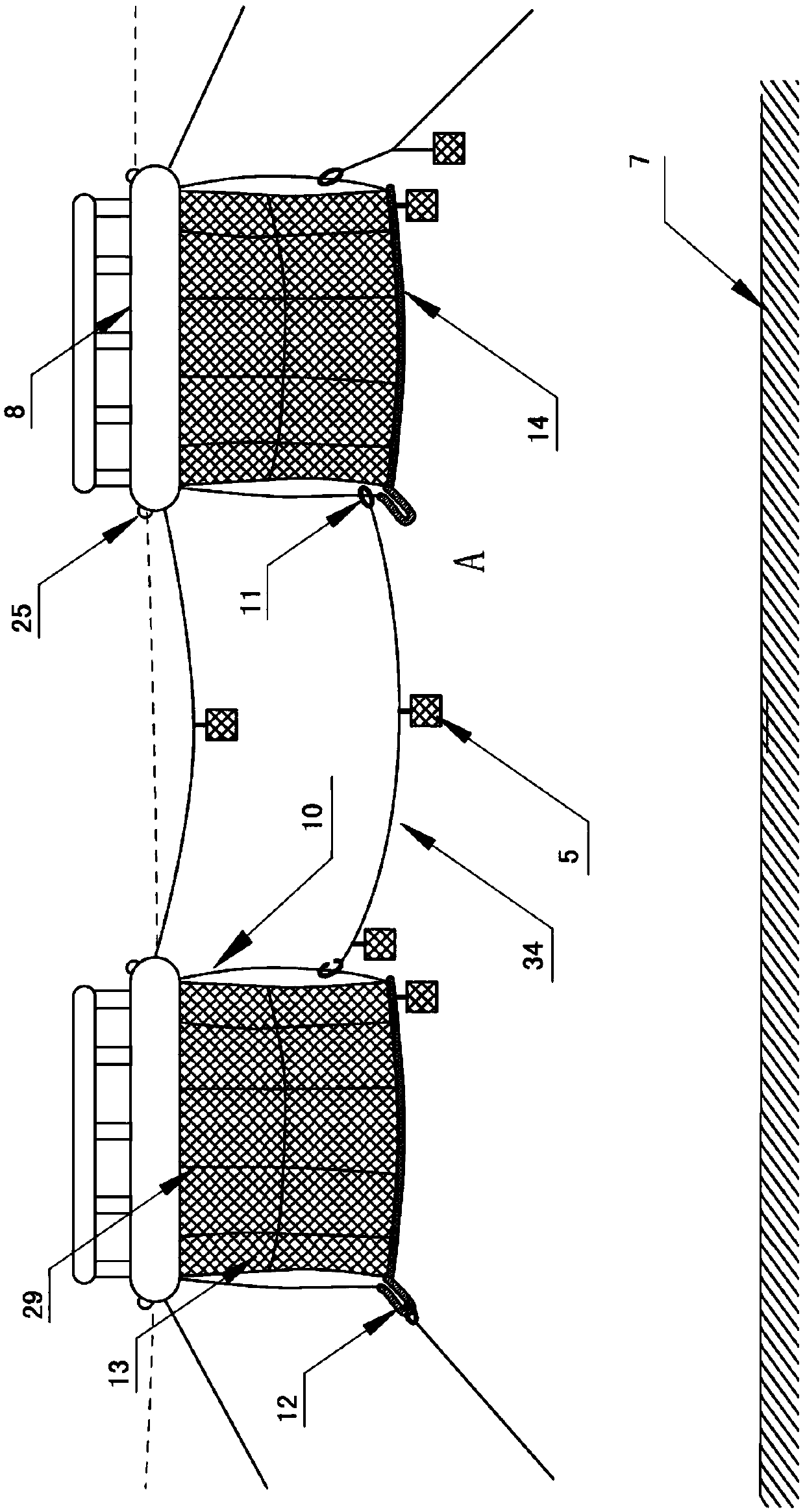 Floating type net cage underwater quick detachable binding structure