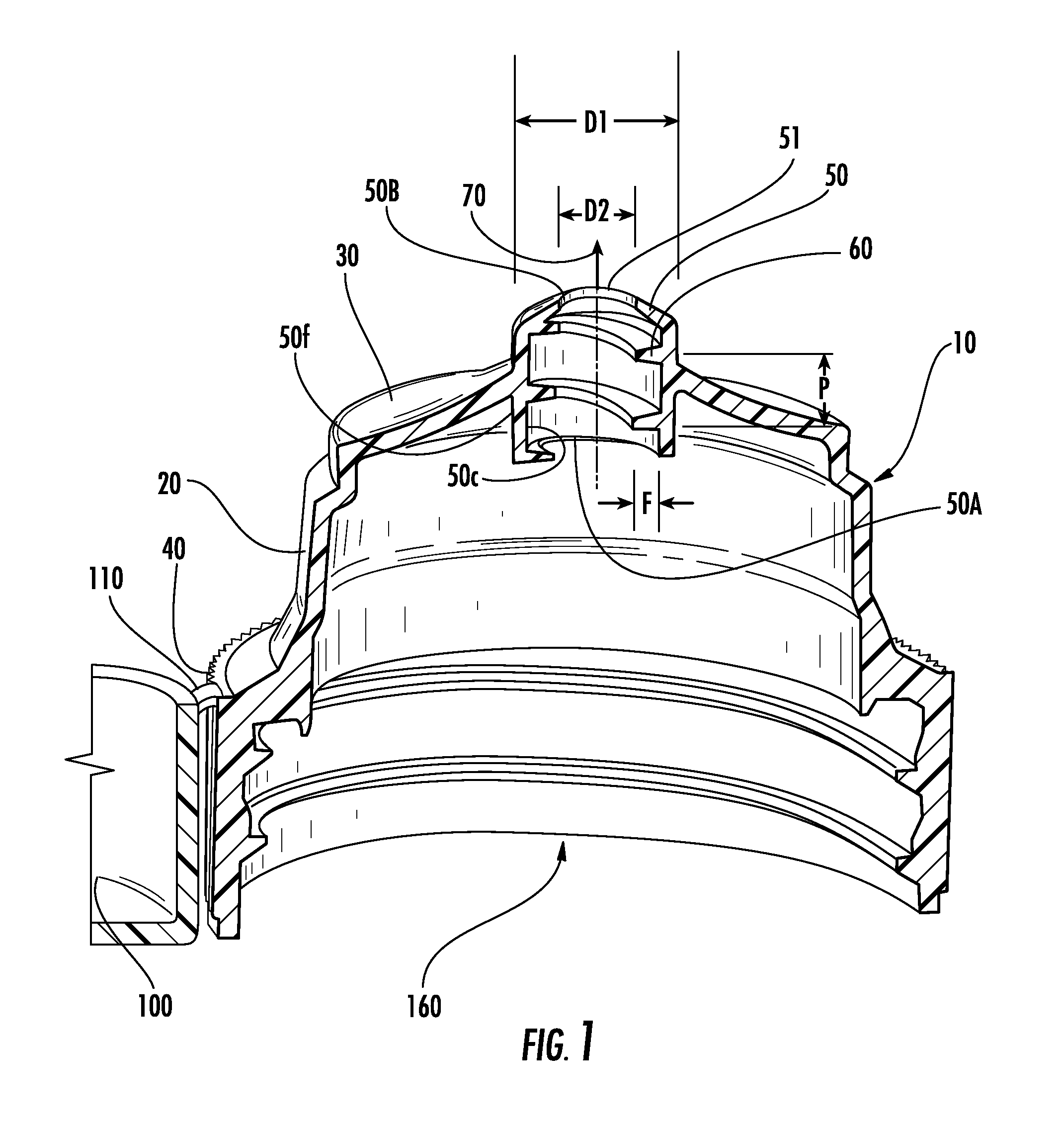 Dispensing cap with center channel and helical flow profile