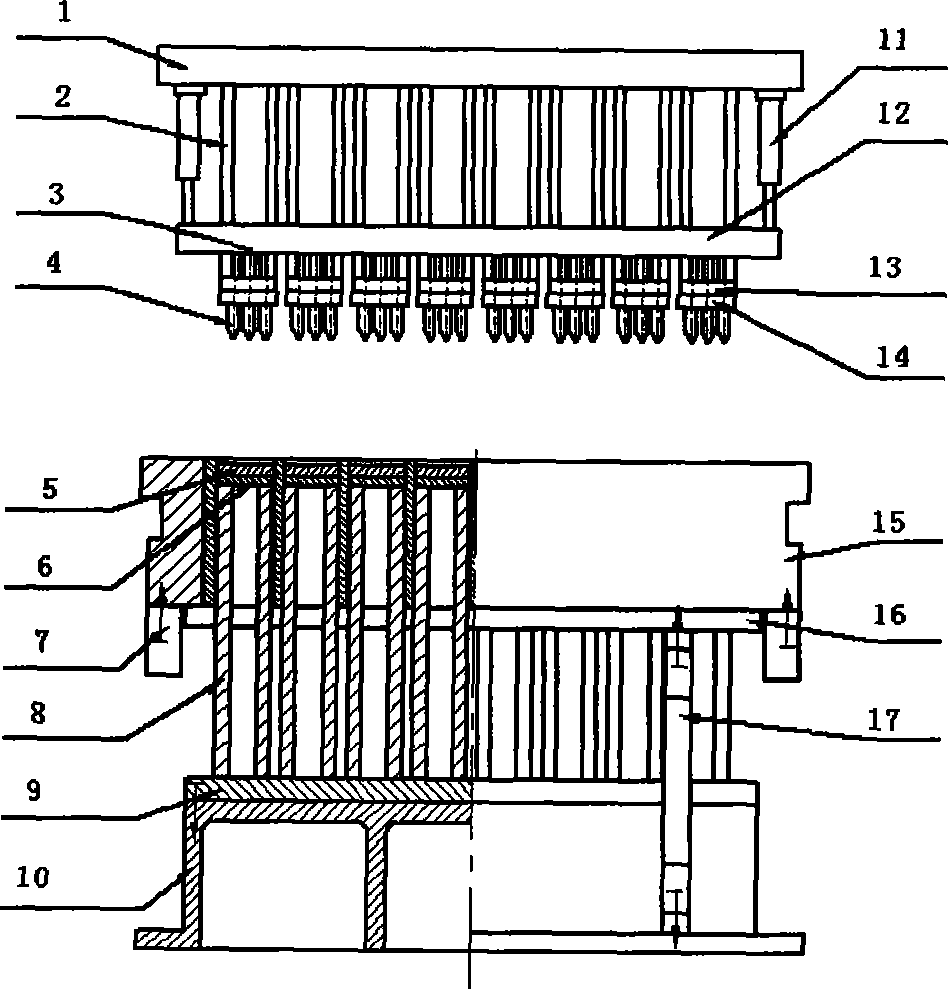 Back pressure type blind-hole bricks die