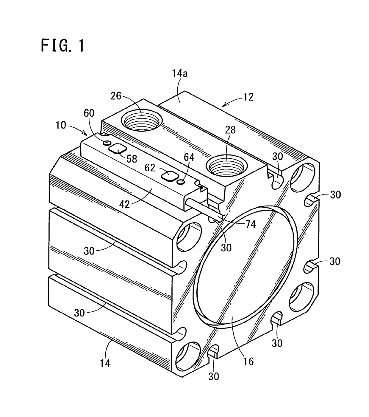 Position detecting sensor of an actuator accomodated in a housing