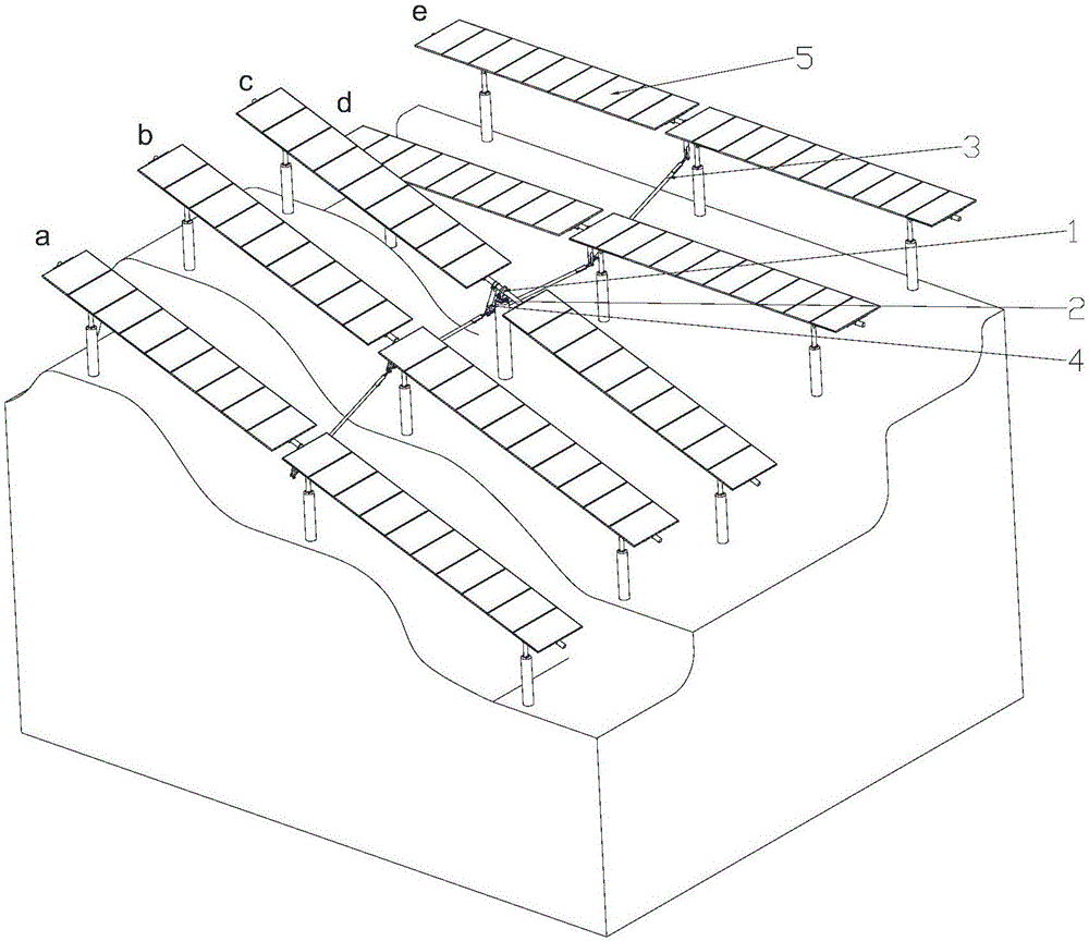 Coordinated type single shaft solar energy tracking device system and push-pull rod connection structure