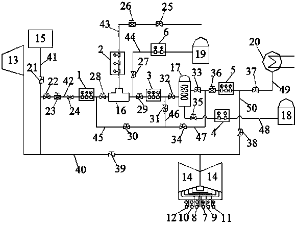 Cooling intake system for steam turbine condensation and pumping back heat supply and intelligent control method