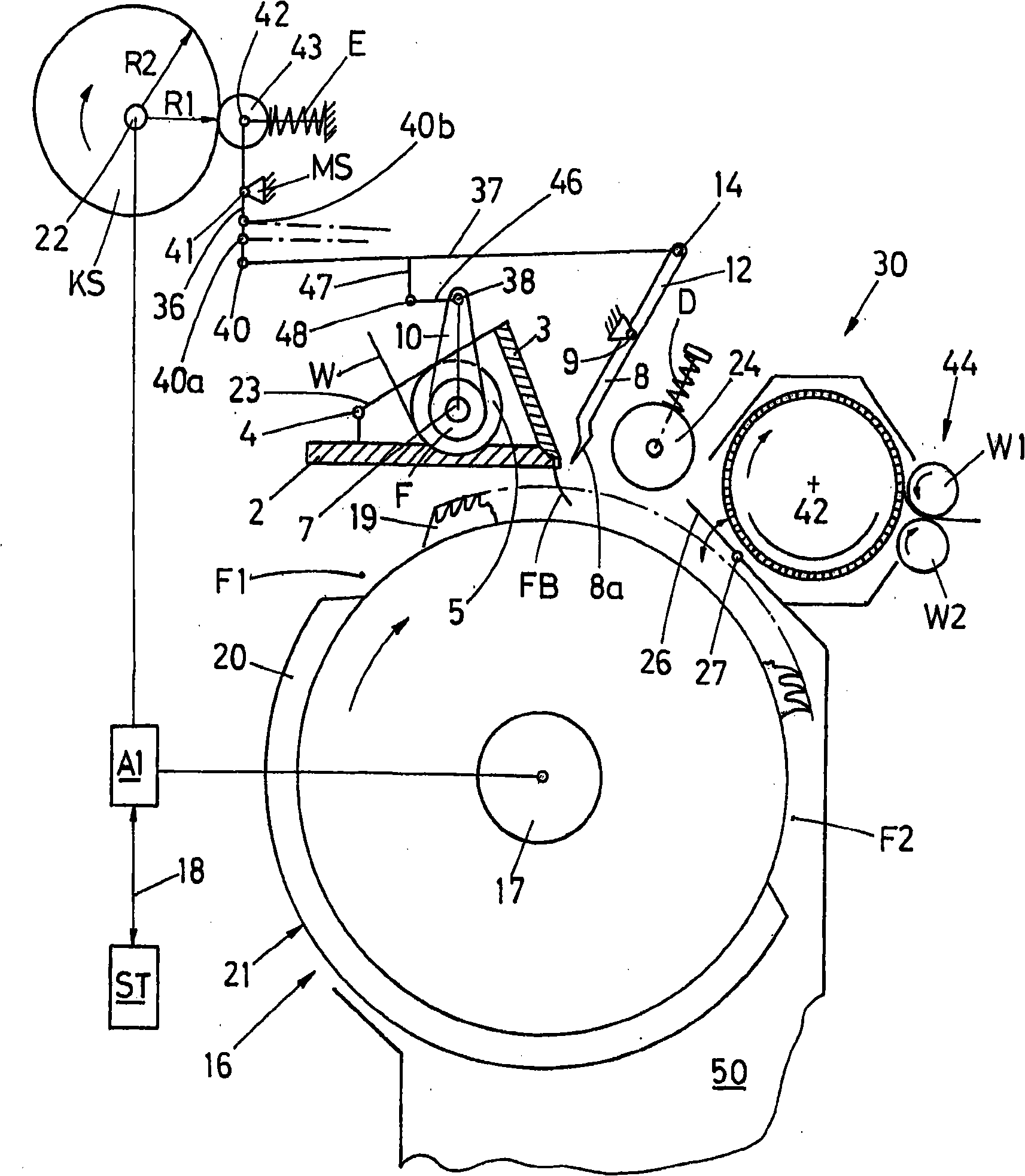 Device for making a combed fiber web