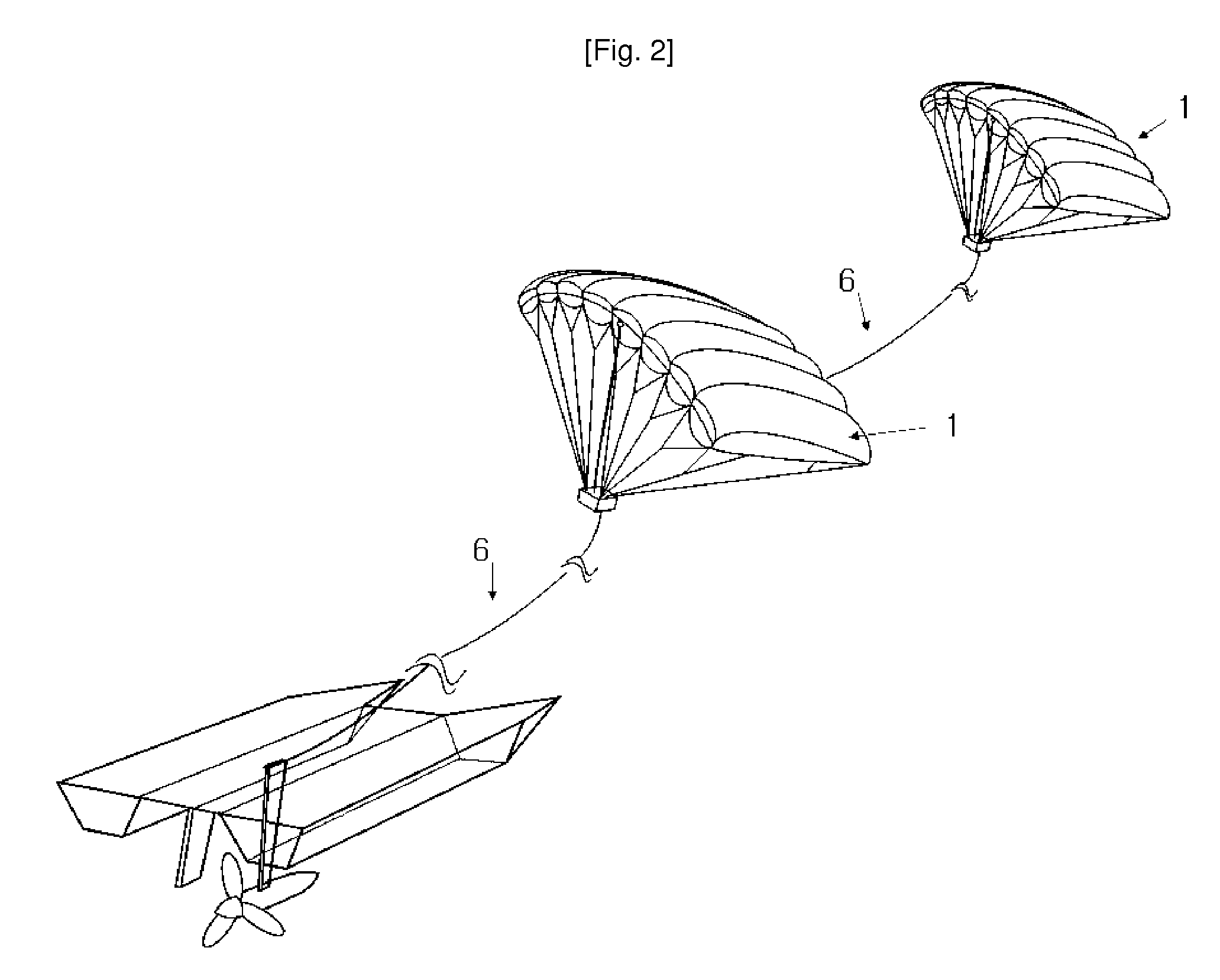 Electric Power Generation System Using Hydro Turbine Tracted by Paraglider