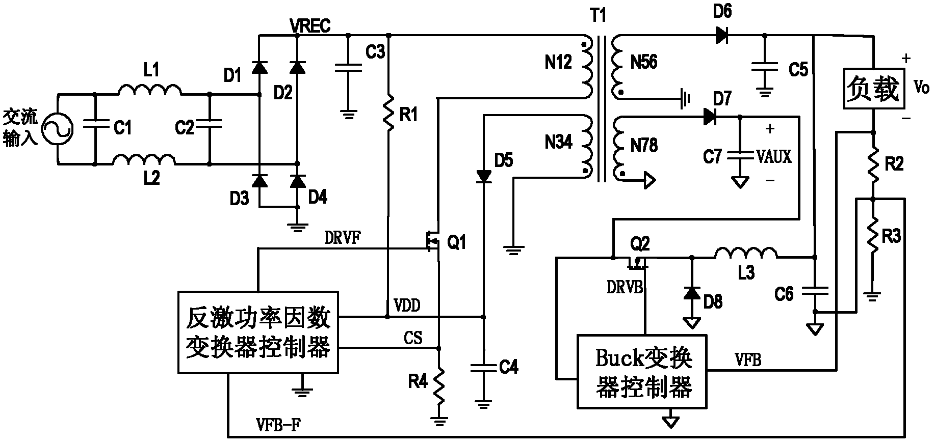 Low output ripple wave parallel power-factor correction (PFC) transform control method and device