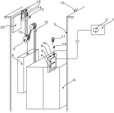 On-line detection system for tension of steel wire rope for elevator