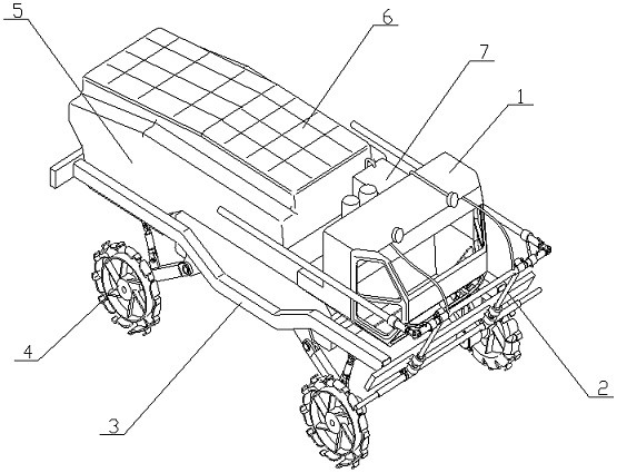 Multi-directional atomization pesticide application vehicle for agricultural field nursing