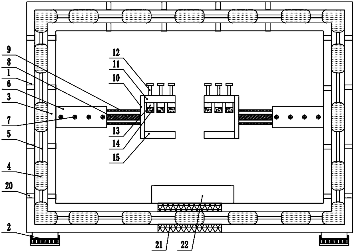 A water-filled shock absorbing and radiating device of a computer chassis