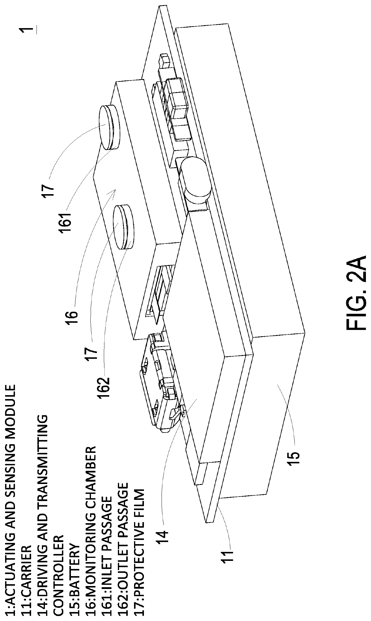 Device having actuating and environmental sensing module