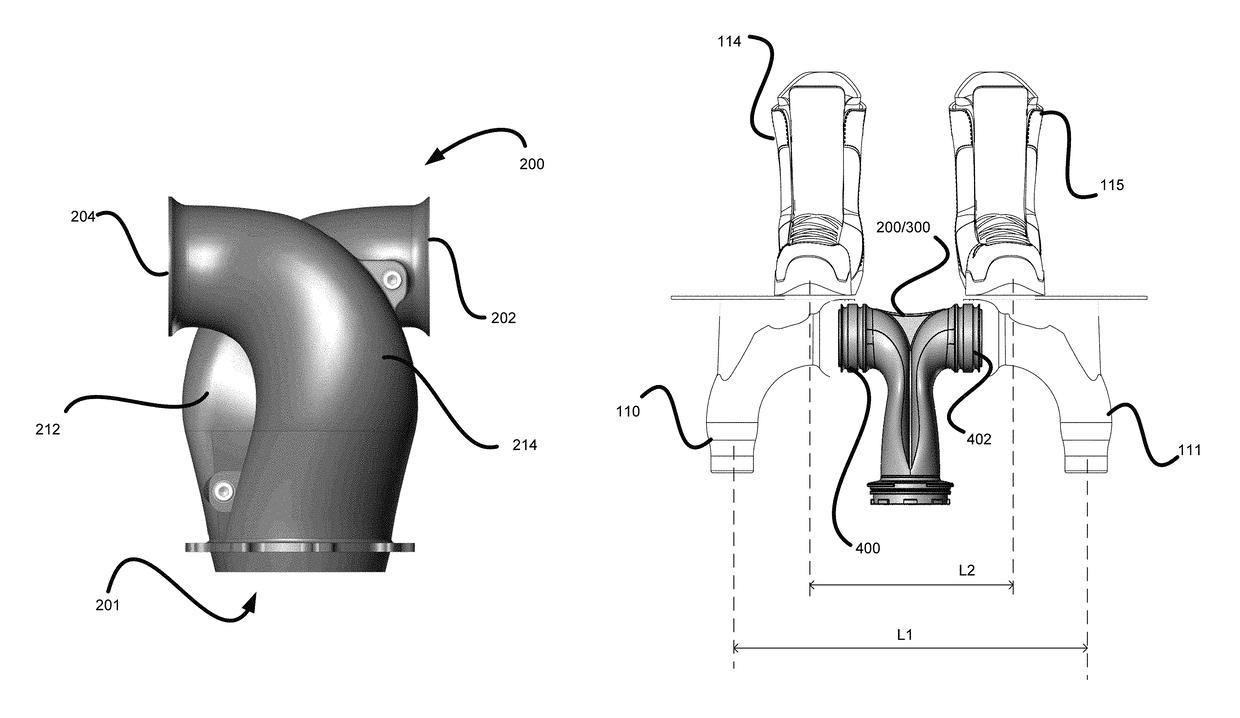 Narrow-outlet splitter for a personal propulsion system