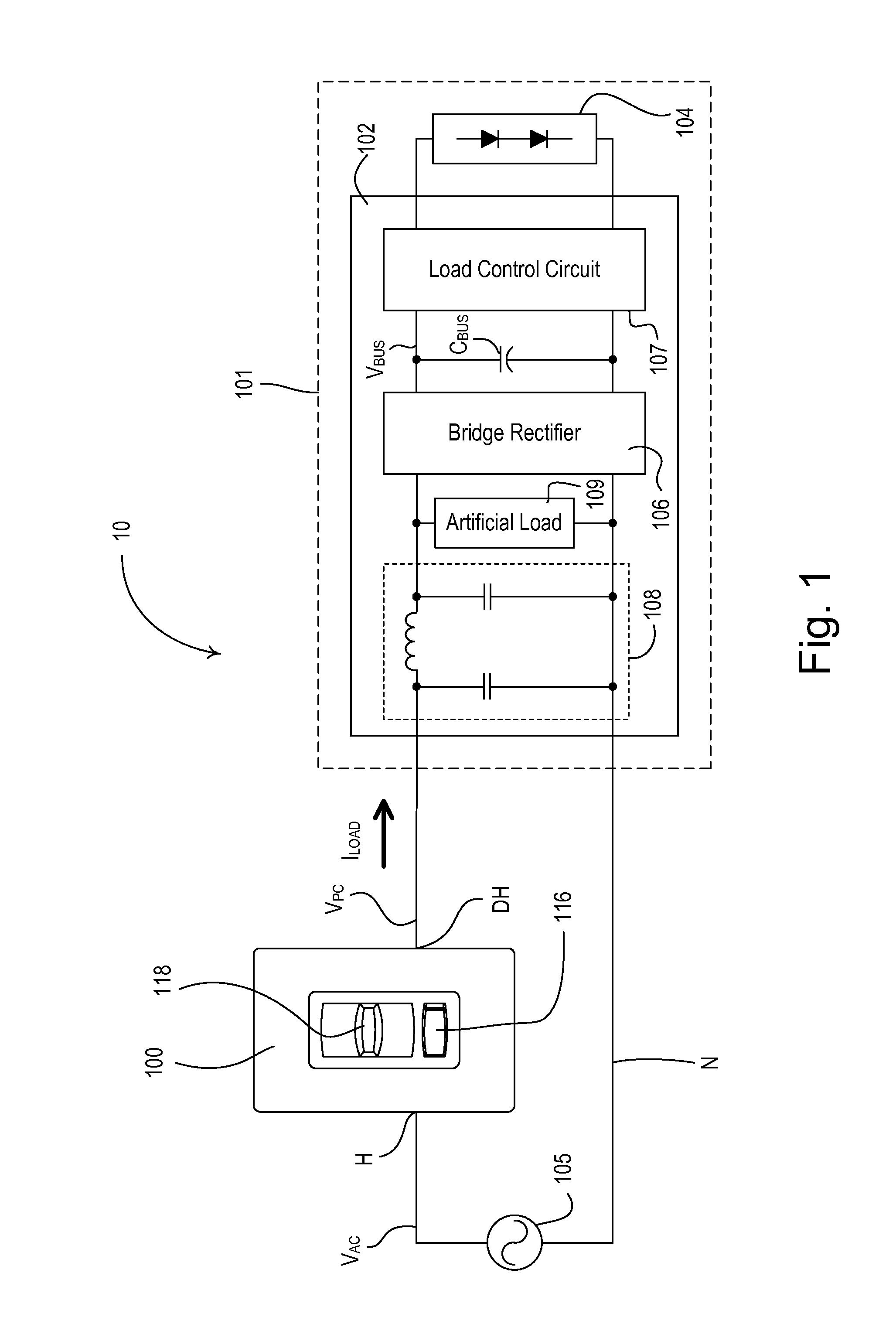 Two-wire dimmer switch for low-power loads