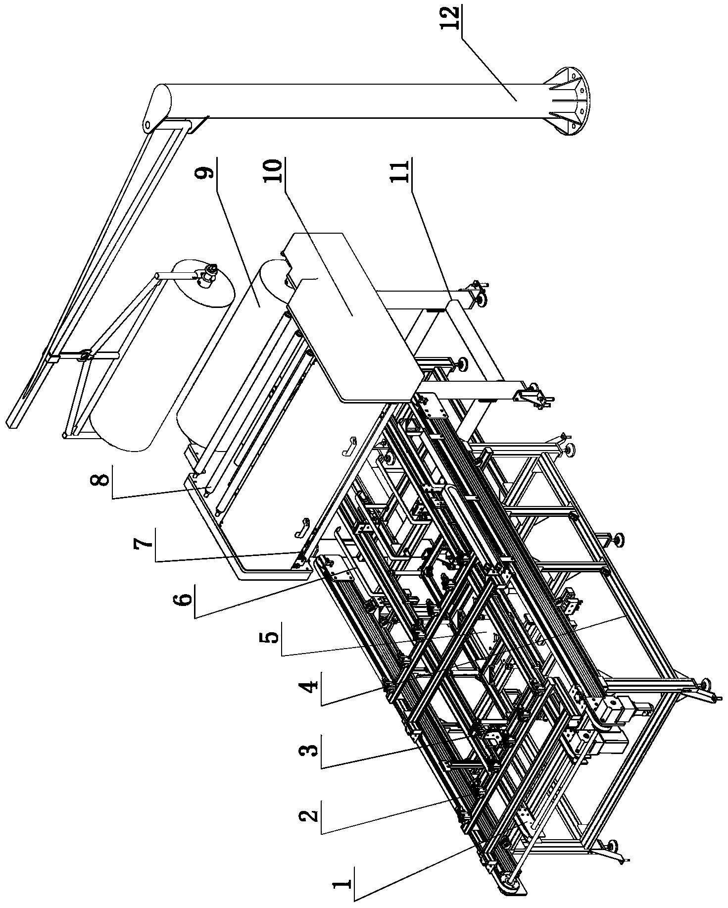 Online automatic EVA (ethylene vinyl-acetate copolymer) laying and cutting machine