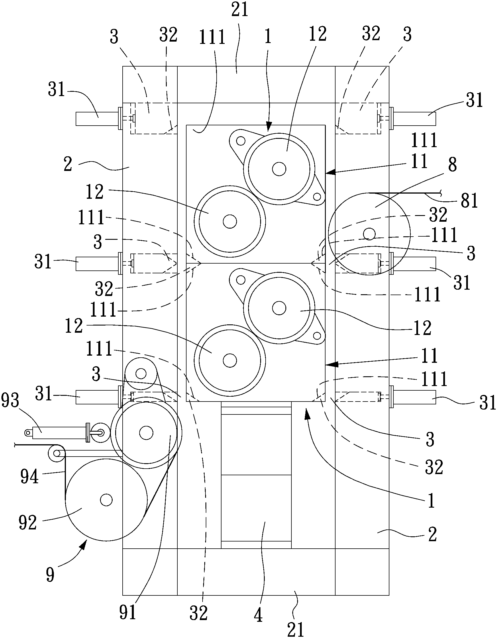 Frame used for corrugating machine roller train