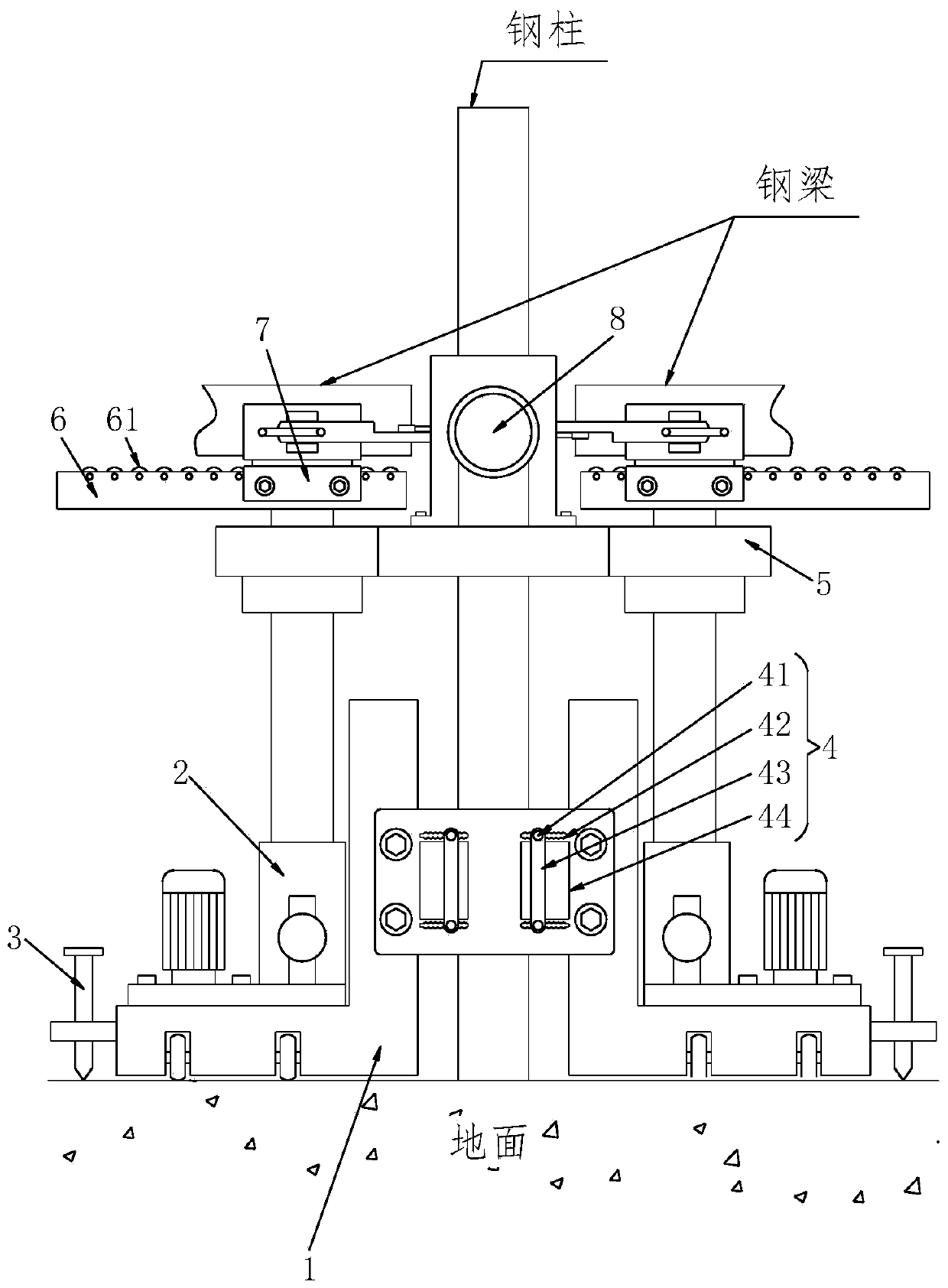 Assembly type building prefabricated steel structure connecting and positioning machine and construction method