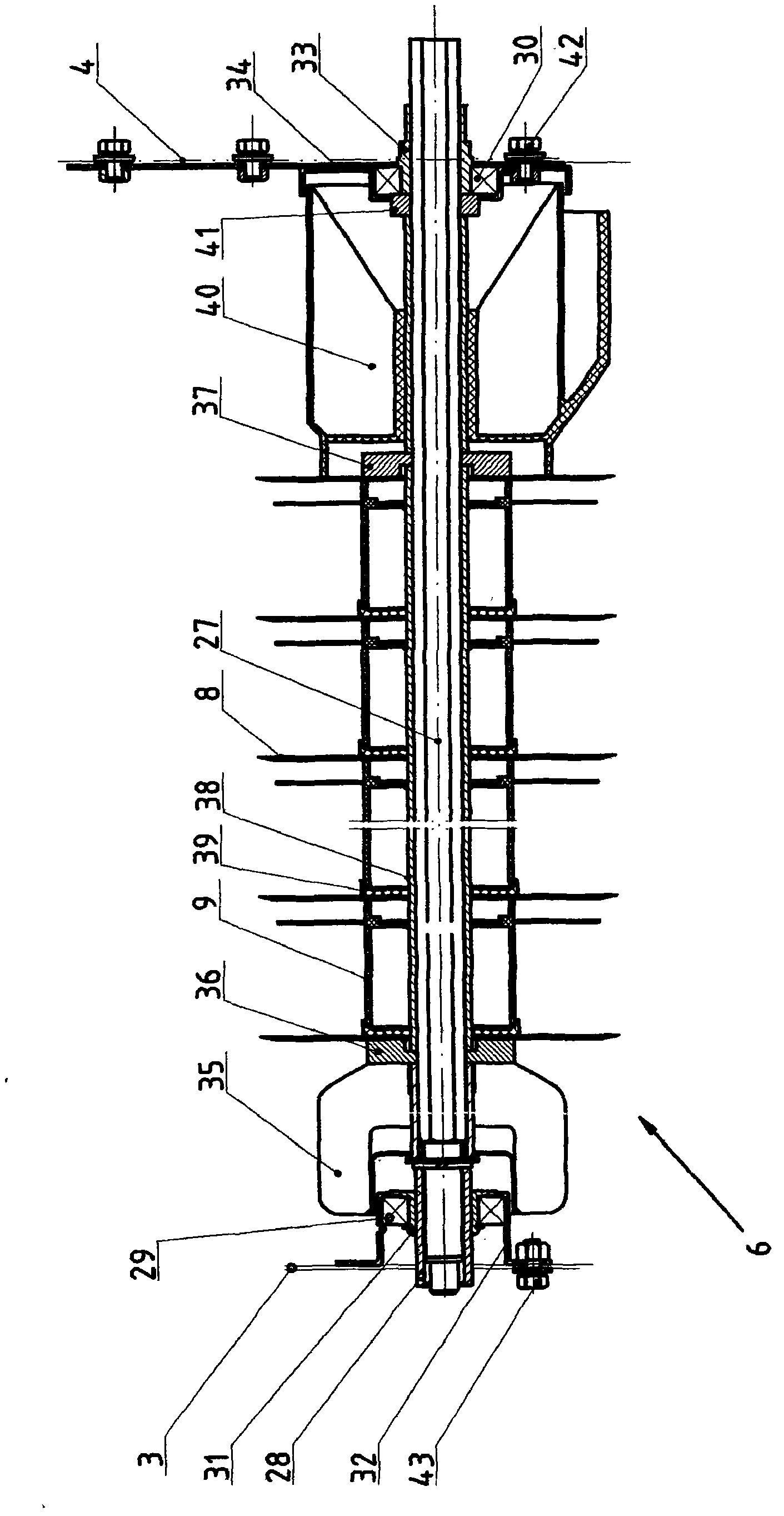 Stem cutting device for harvesting machine