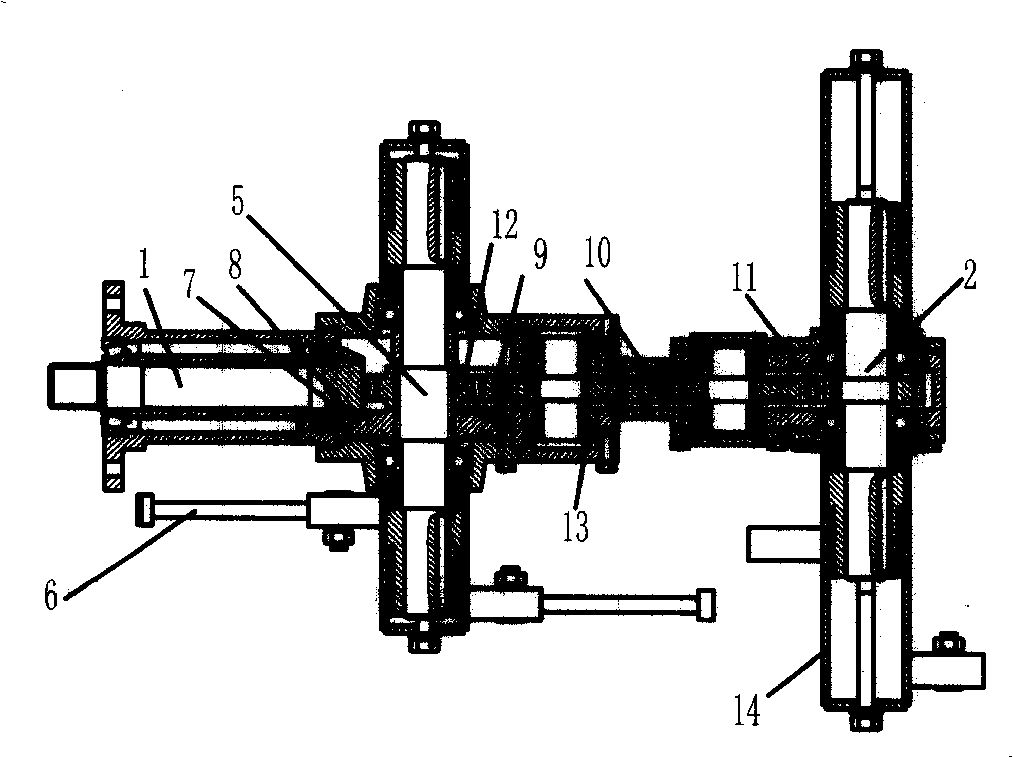 Implement for hardening soil deep tillage work and mated with multifunctional working device