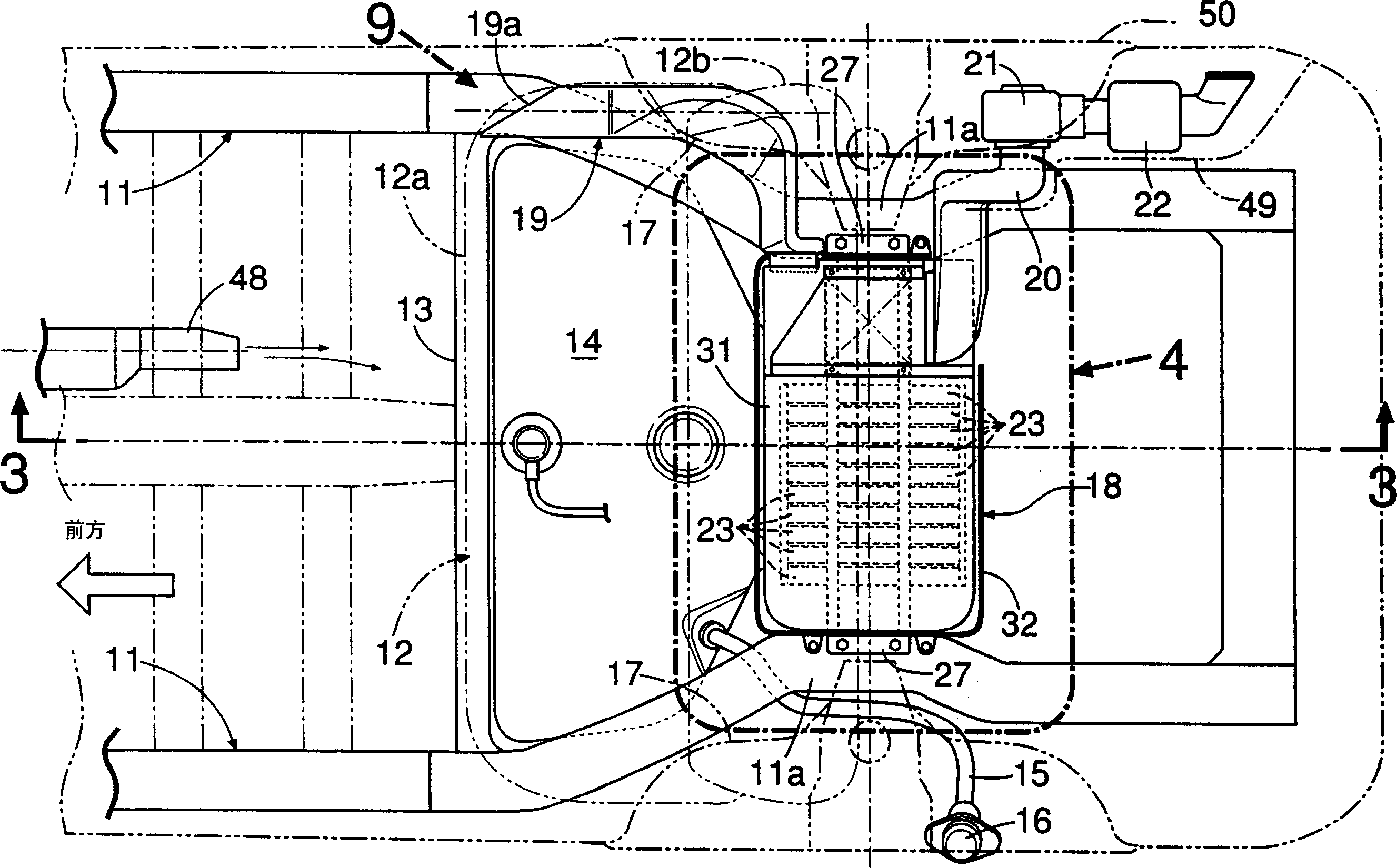 Power source for vehicle and cooling structure of cell