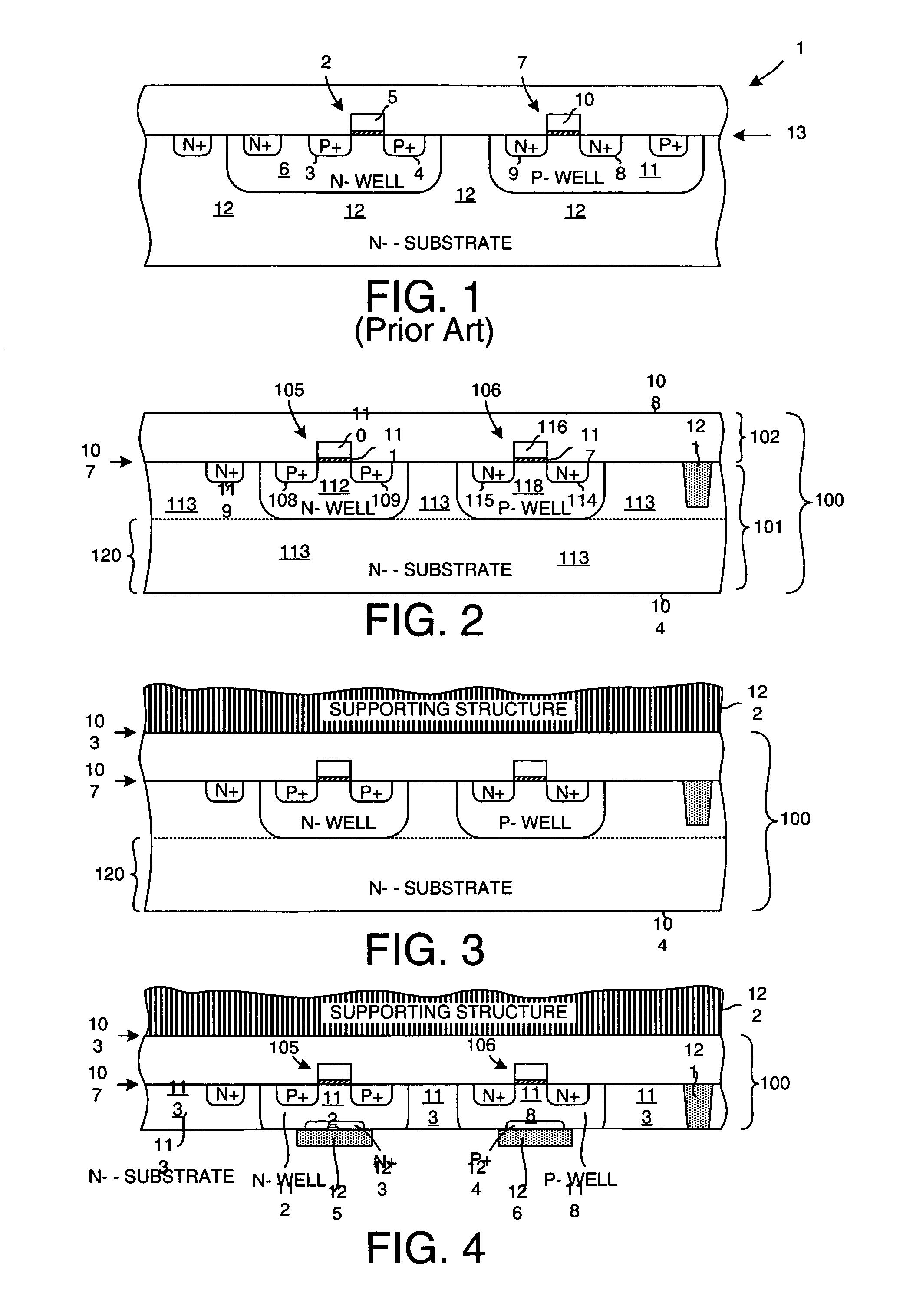 Bond and back side etchback transistor fabrication process