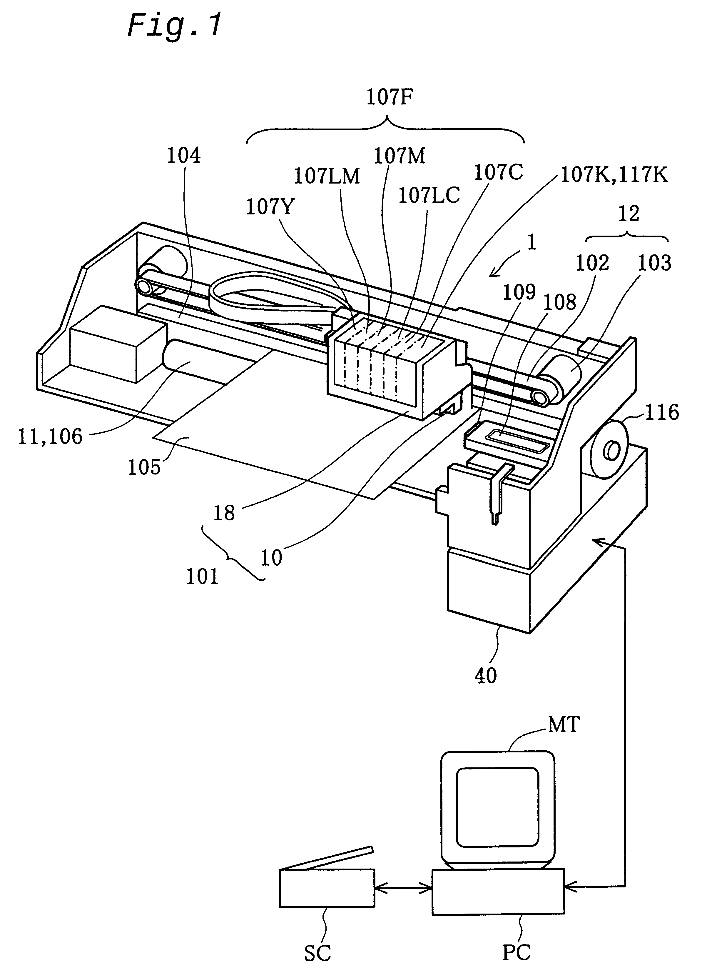 Printer and ink cartridge attached thereto