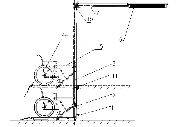 Barrier-free folding chain elevating platform