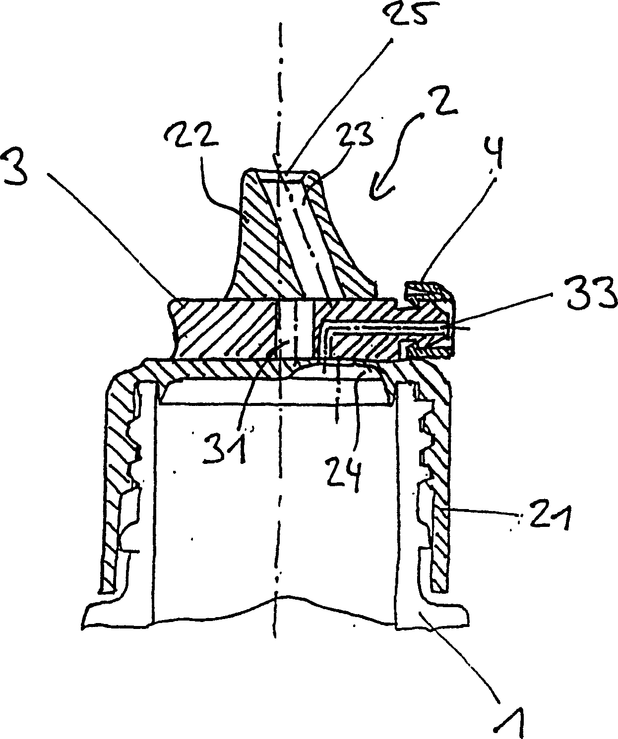 Closable dispensing device for dispensing a liquid, viscous or pasty medium contained in a container