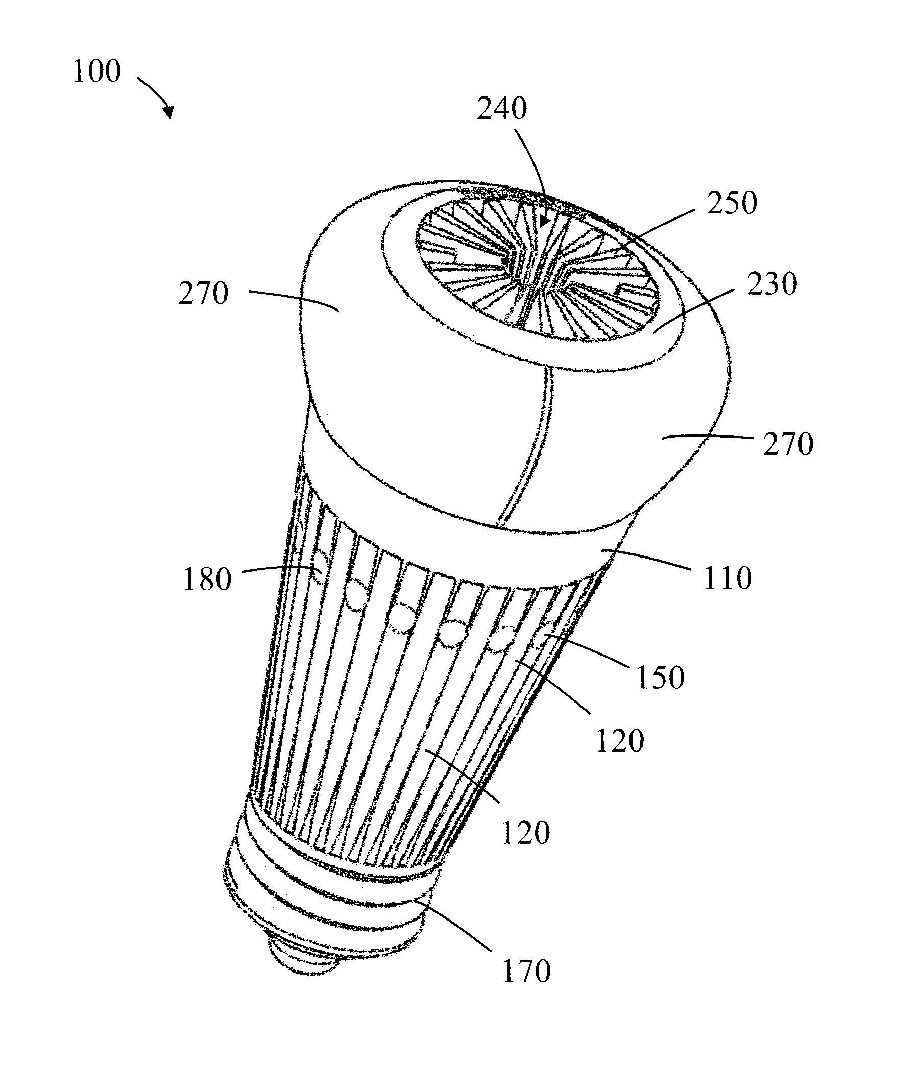 Solid-state lamps with improved radial emission and thermal performance