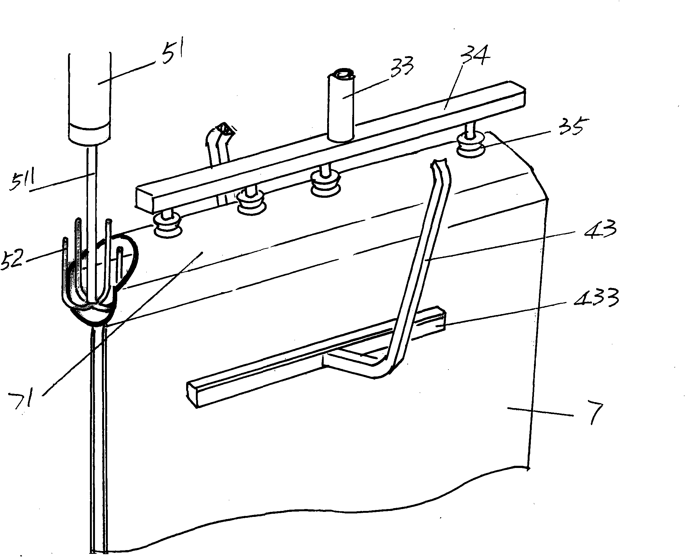 Swing arm type automatic bagging mechanism of valve bag filling machine