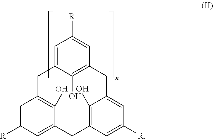 Process for stabilizing phenolic resins containing calixarenes