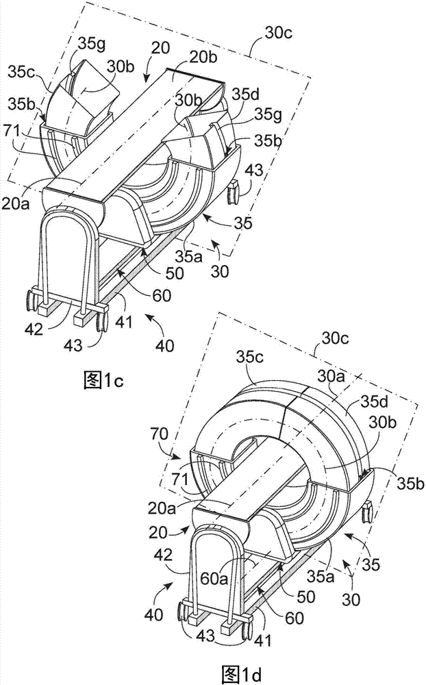 Radiological imaging device occupying a reduced space