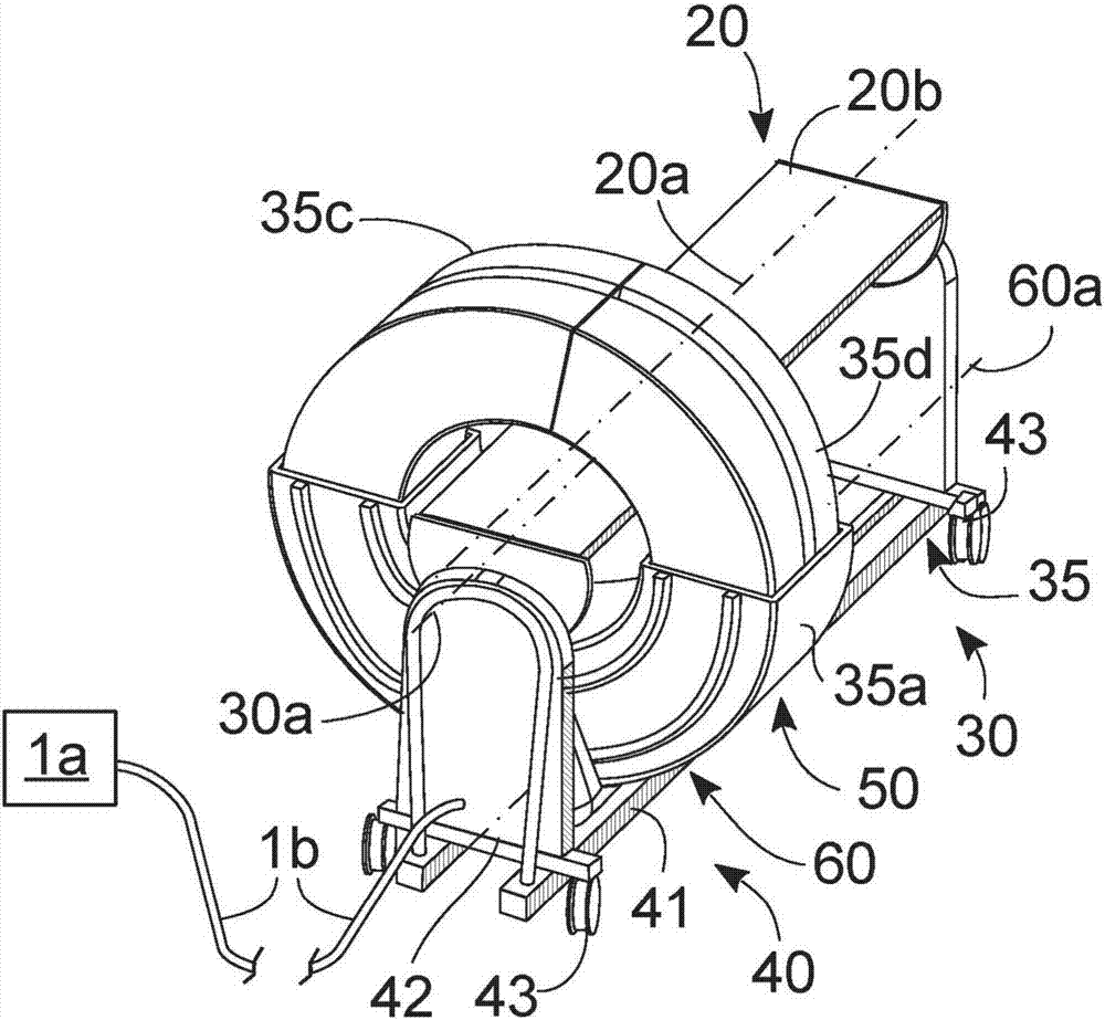 Radiological imaging device occupying a reduced space