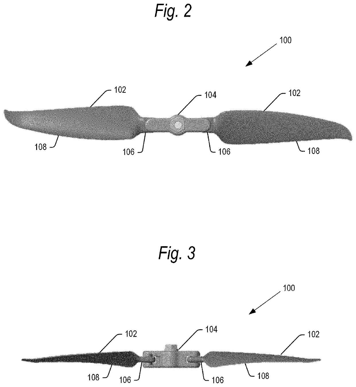 Quick release folding propeller blades for a model aircraft