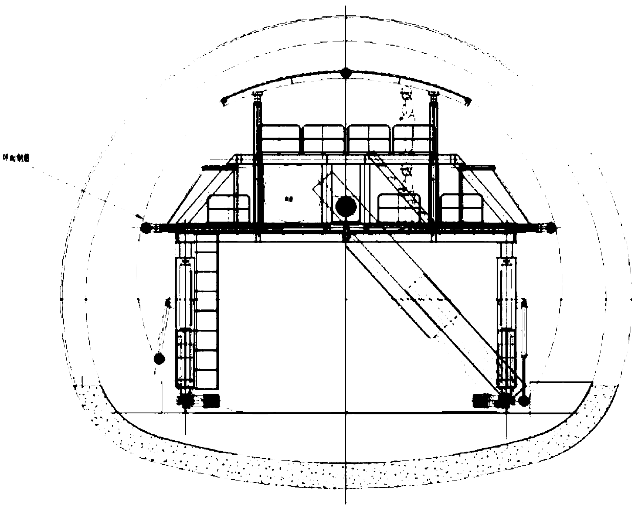 Construction method for artificial paved tunnel secondary bracing reinforcing mesh and paving rack