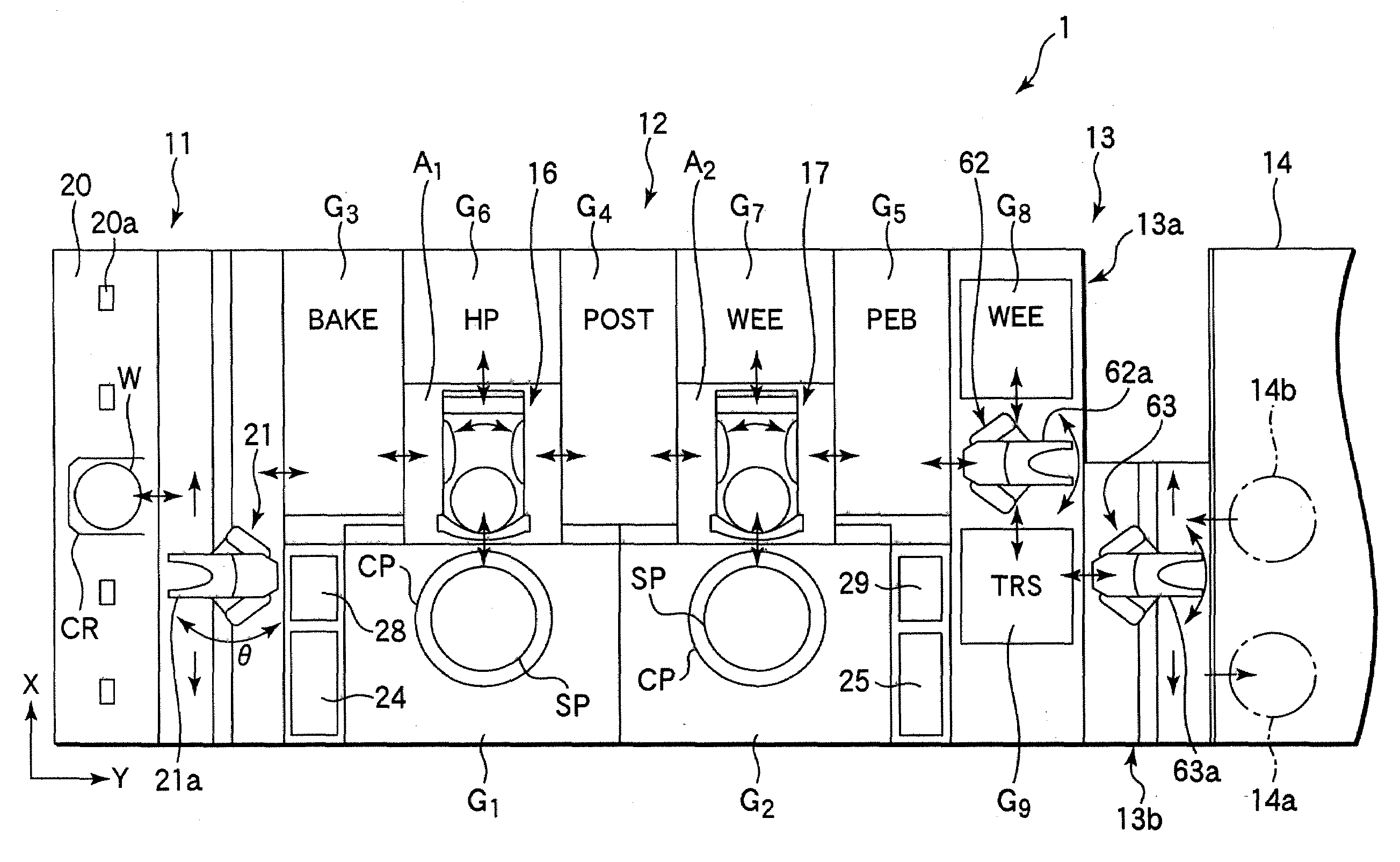 Temperature control for performing heat process on resist film