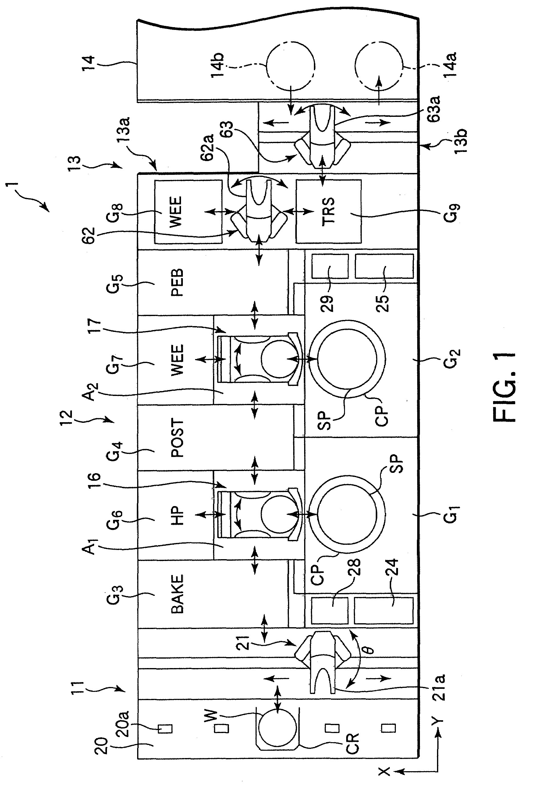 Temperature control for performing heat process on resist film