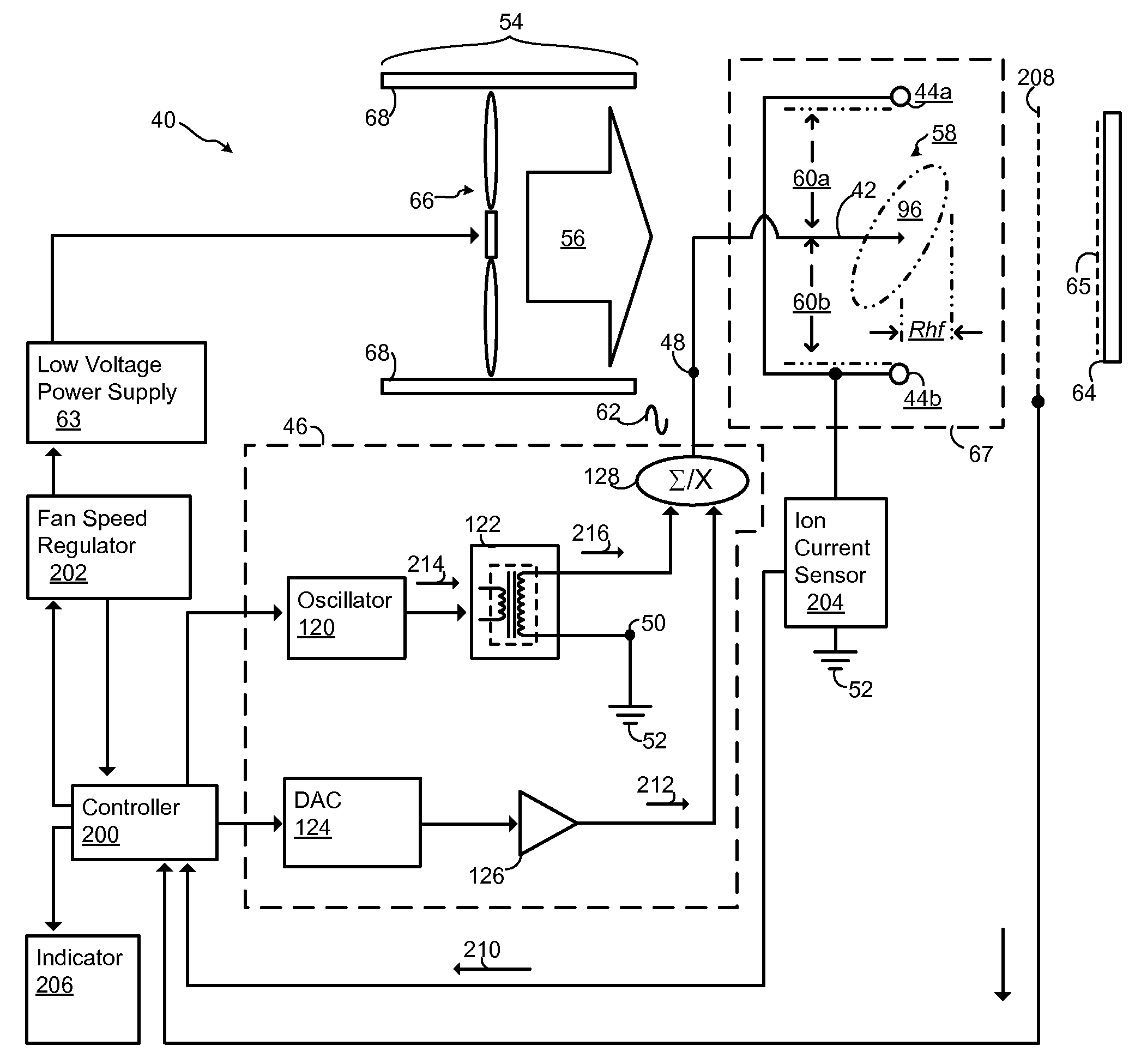 Low Maintenance AC Gas Flow Driven Static Neutralizer and Method