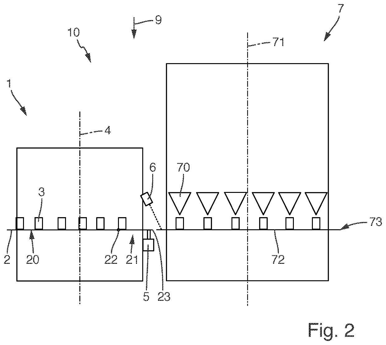 Device for supplying containers to a container handling device and filling system